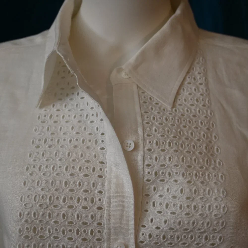 Talbots Linen Long Sleeve Blouse - Picture 2 of 8